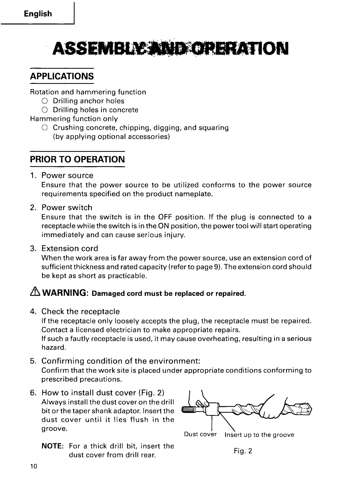 Hitachi DH 40FA manual 