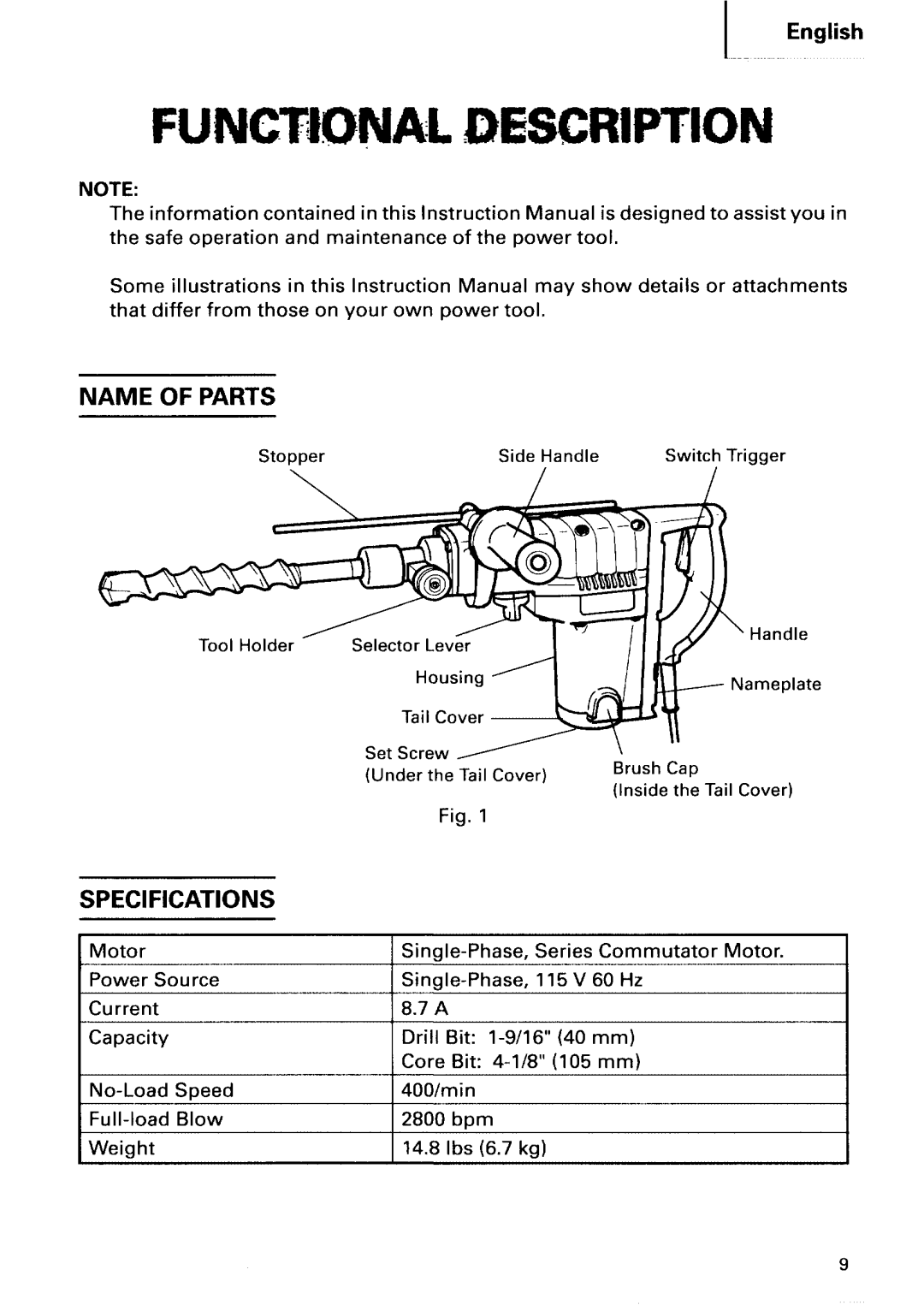 Hitachi DH 40FA manual 