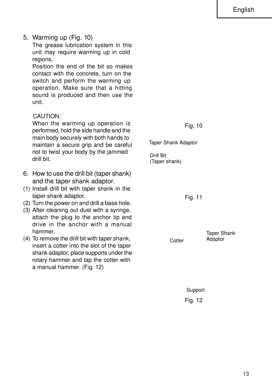 Hitachi DH 40FB instruction manual Warming up Fig 