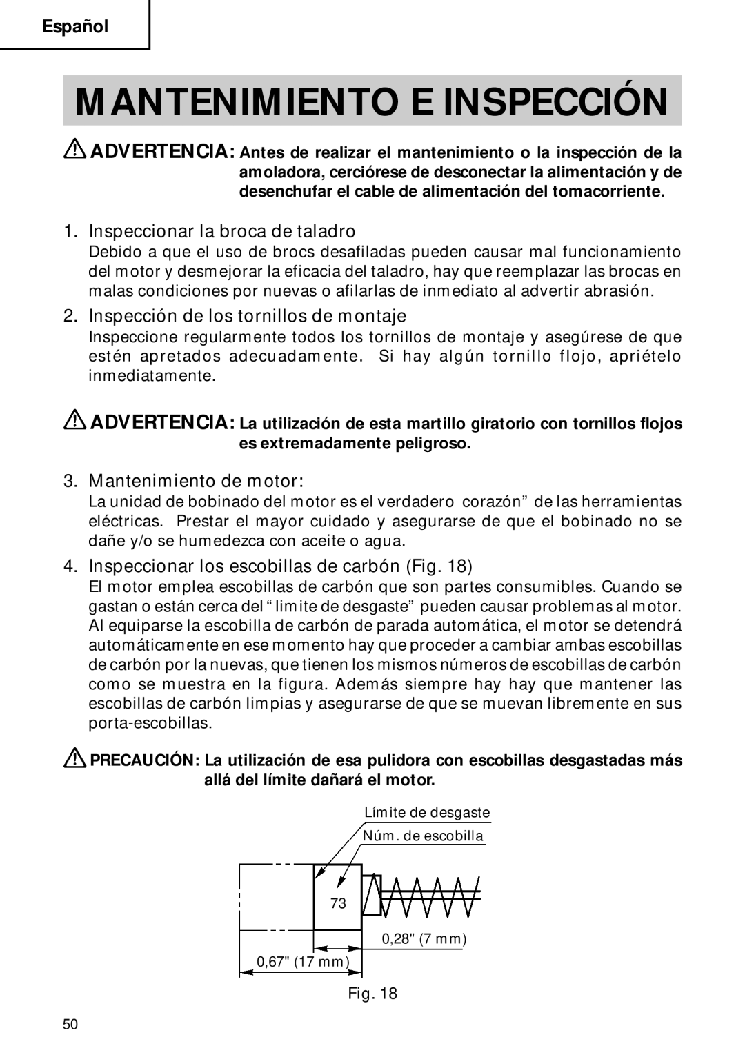 Hitachi DH 40FB Mantenimiento E Inspección, Inspeccionar la broca de taladro, Inspección de los tornillos de montaje 