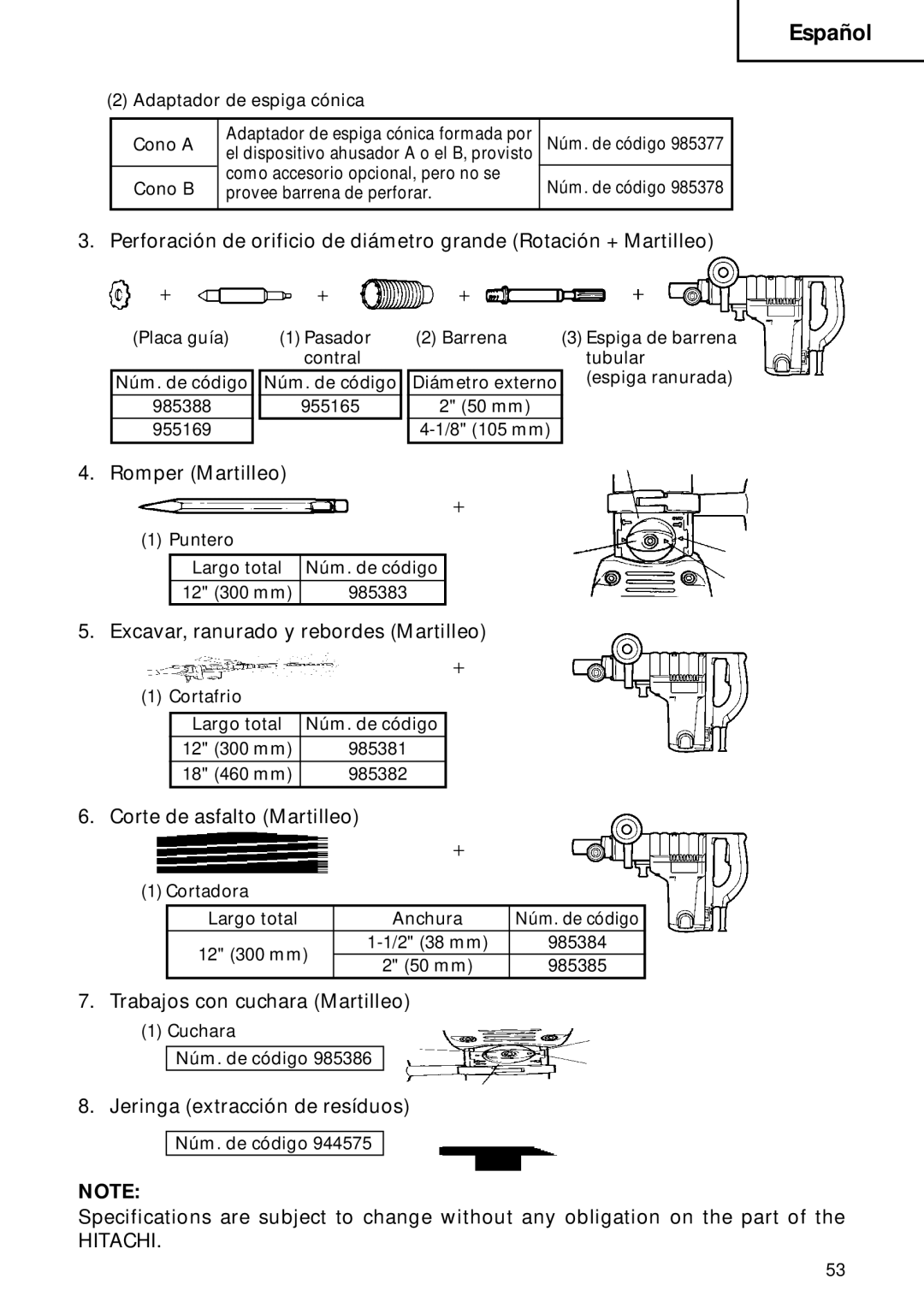 Hitachi DH 40FB instruction manual Romper Martilleo 