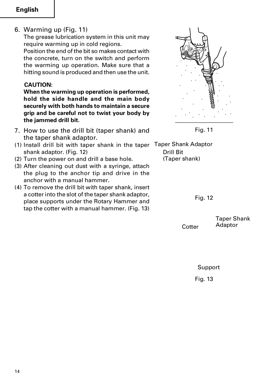 Hitachi DH 40MR instruction manual Warming up Fig 