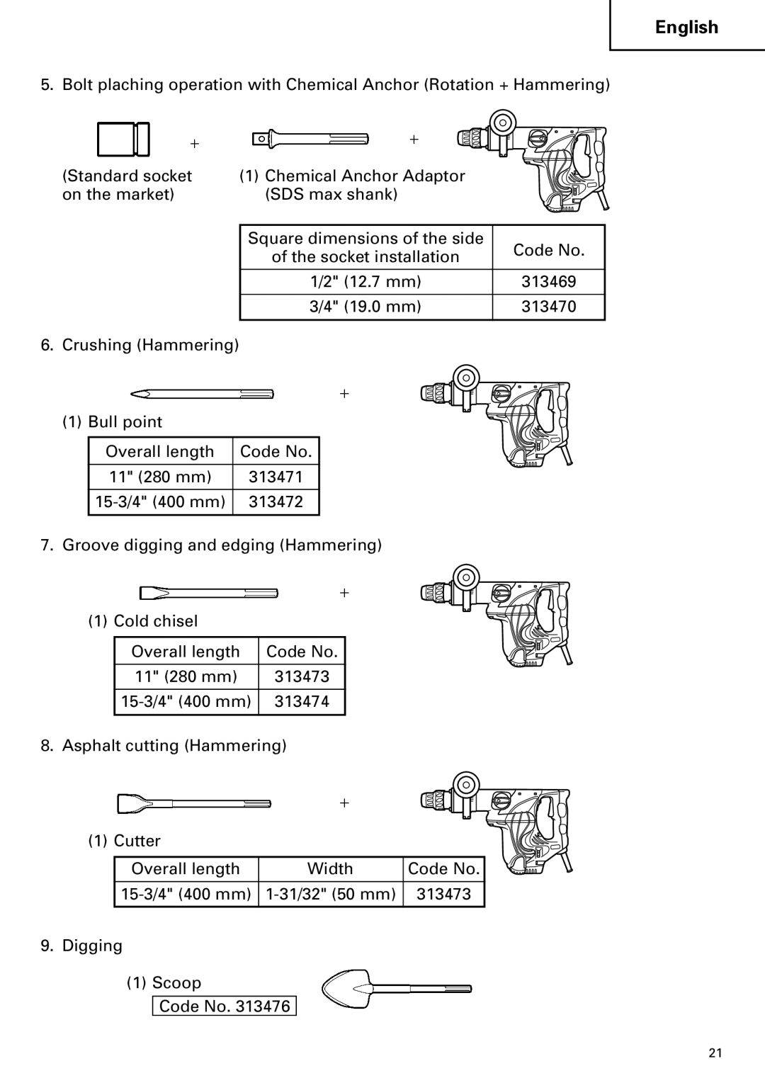 Hitachi DH 40MR instruction manual 19.0 mm 