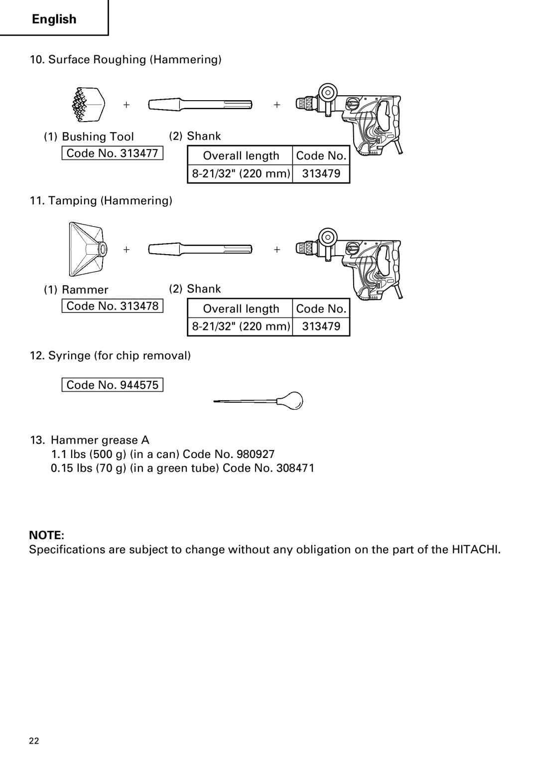 Hitachi DH 40MR instruction manual English 