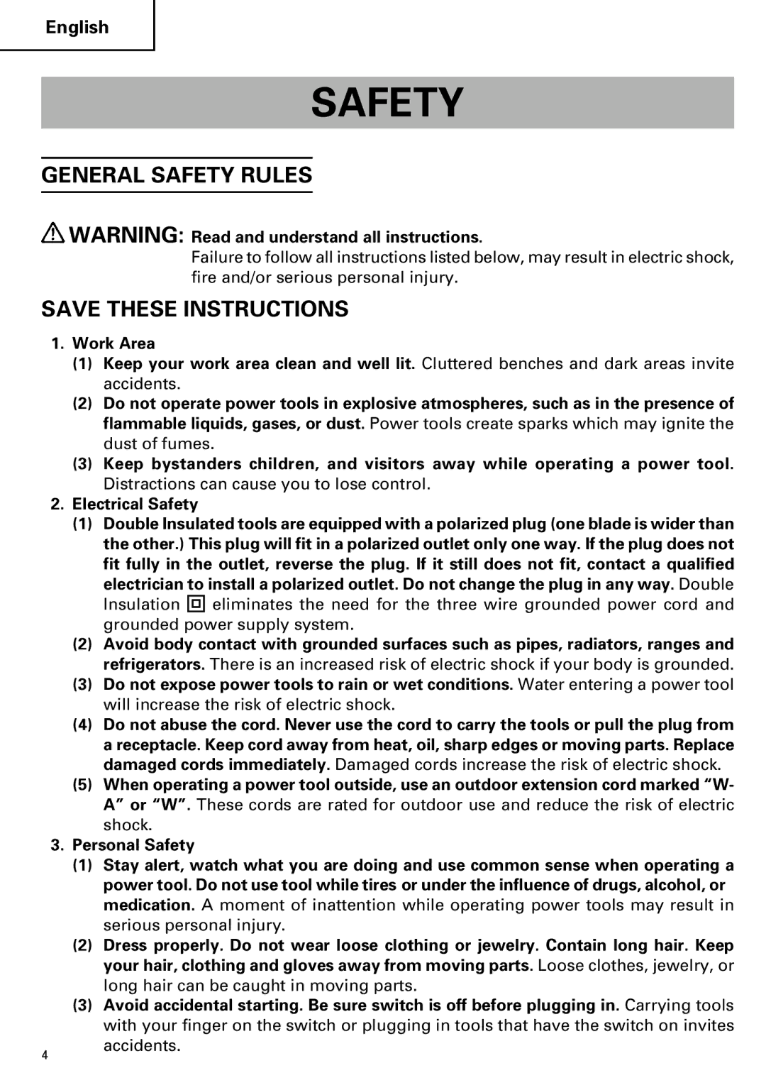 Hitachi DH 40MR instruction manual General Safety Rules 