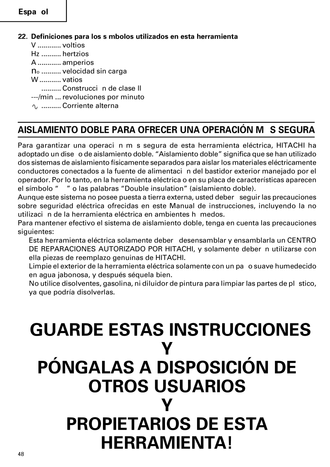 Hitachi DH 40MR instruction manual Aislamiento Doble Para Ofrecer UNA Operación MÁS Segura 