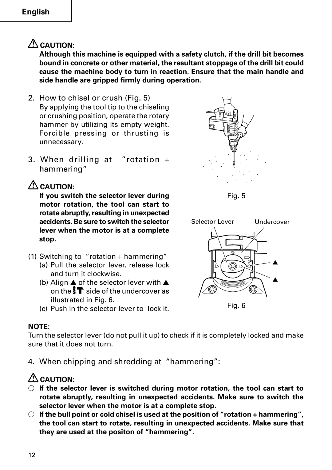 Hitachi DH 50MB instruction manual How to chisel or crush Fig, When drilling at rotation + hammering 