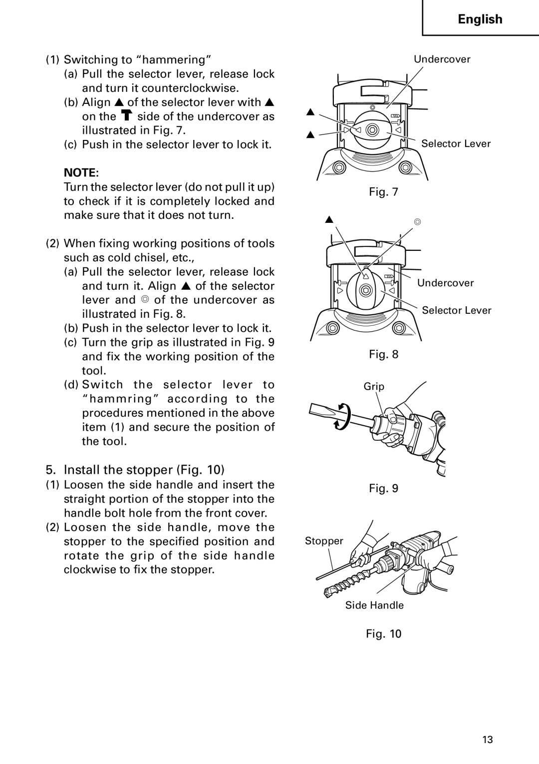 Hitachi DH 50MB instruction manual Install the stopper Fig 