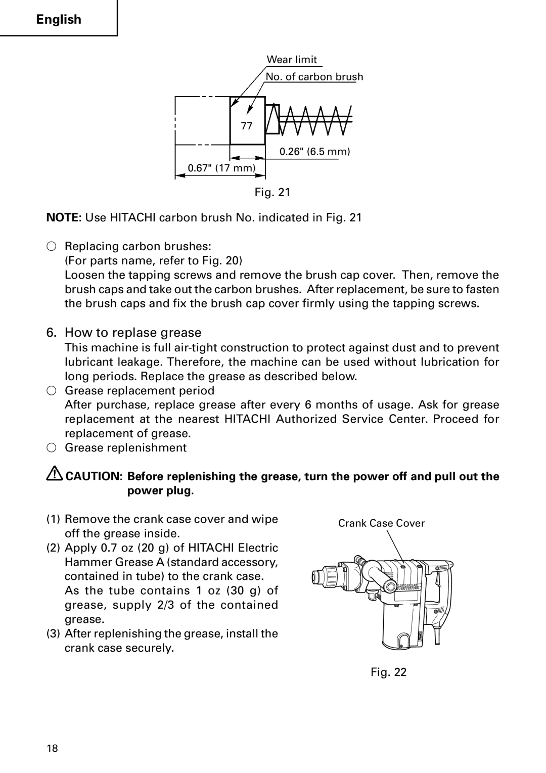 Hitachi DH 50MB instruction manual How to replase grease 