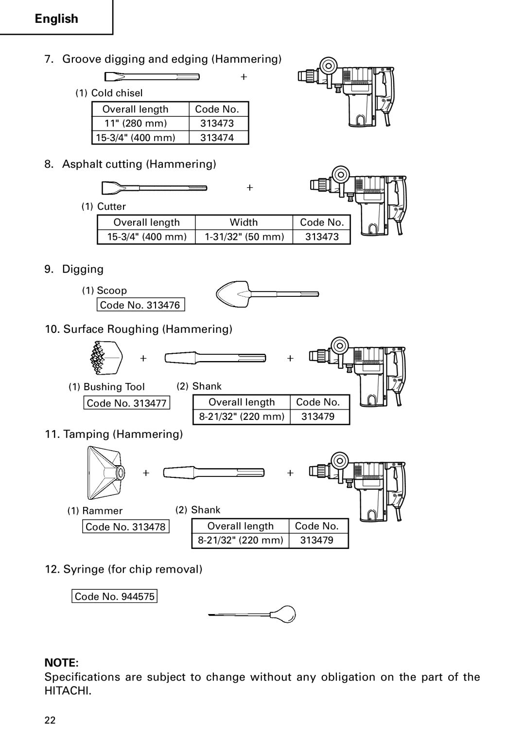 Hitachi DH 50MB instruction manual Hitachi 