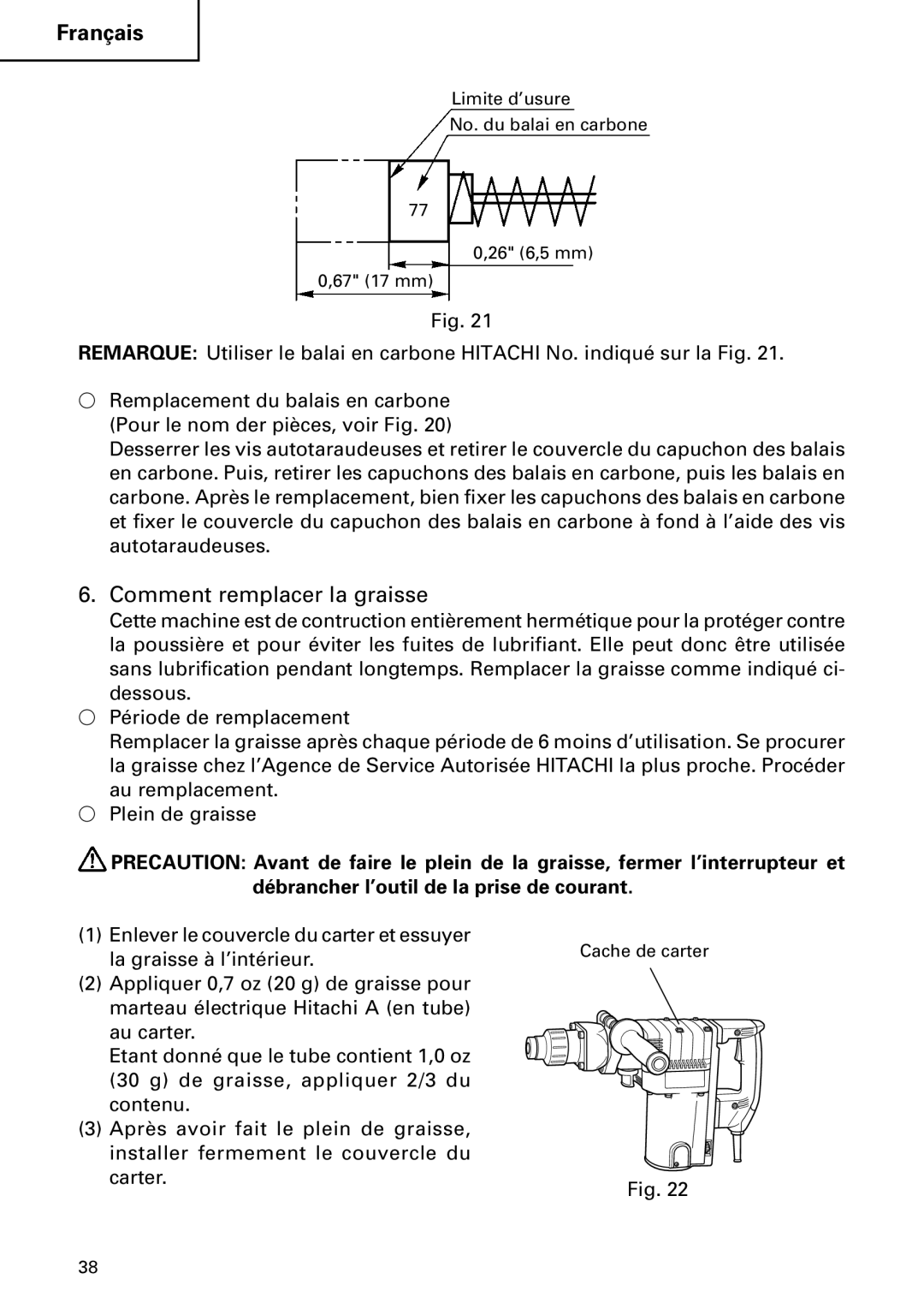 Hitachi DH 50MB instruction manual Comment remplacer la graisse 