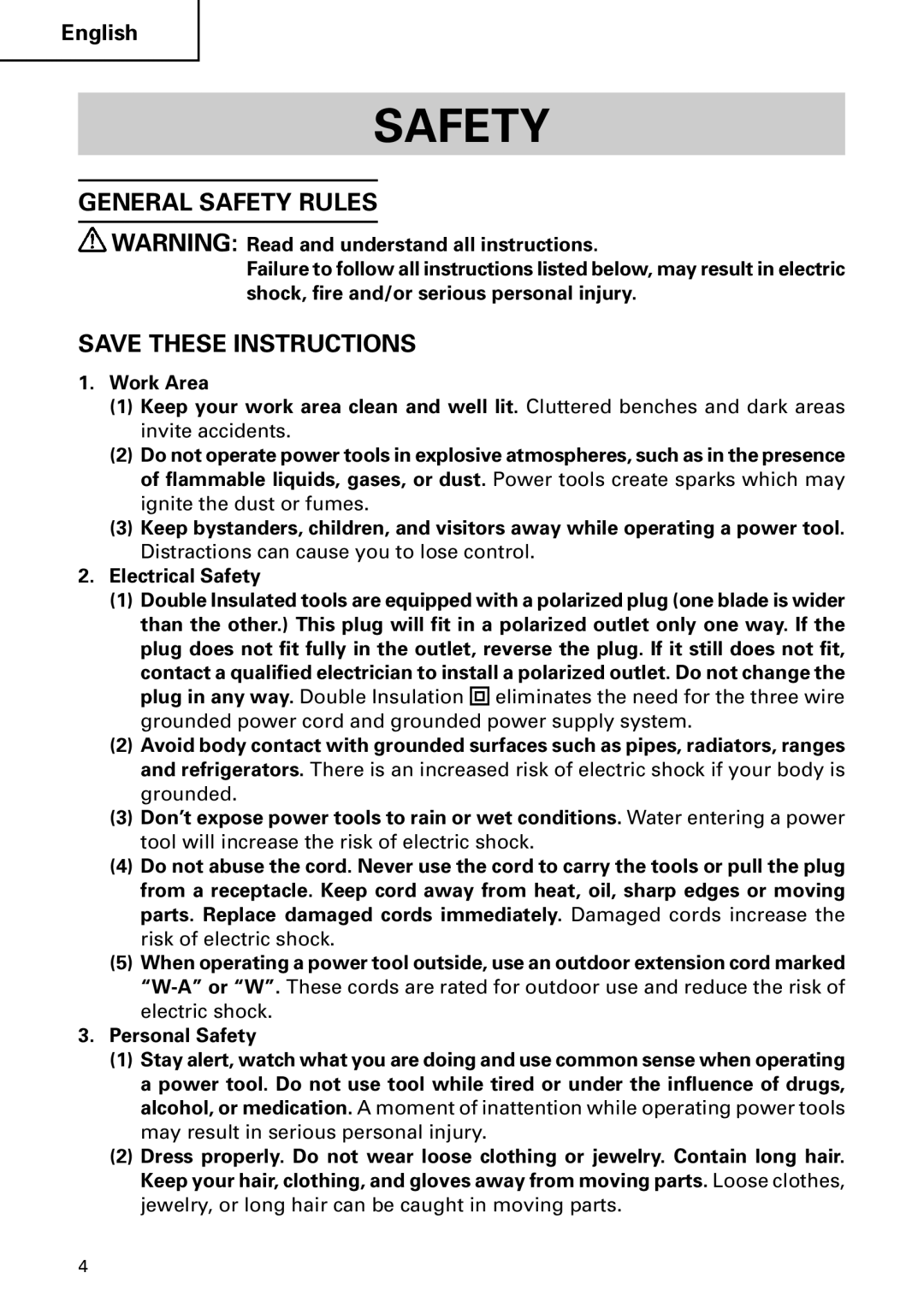 Hitachi DH 50MB instruction manual General Safety Rules 