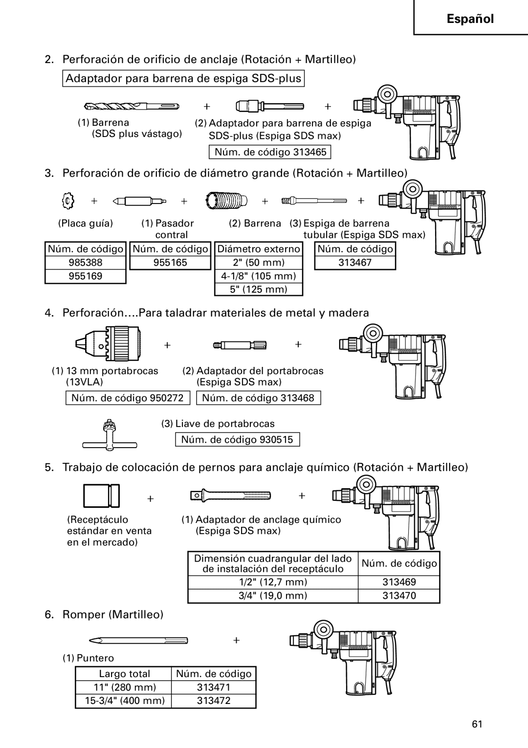 Hitachi DH 50MB instruction manual Romper Martilleo 