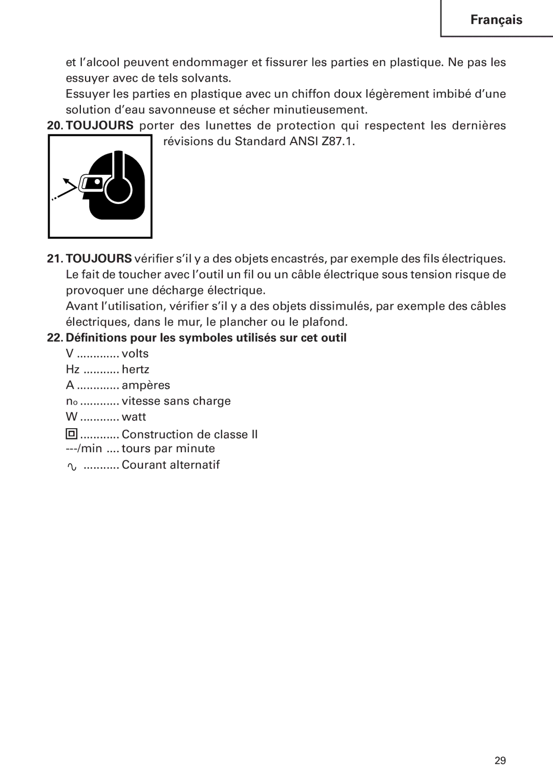 Hitachi DH24PB2 instruction manual 22. Définitions pour les symboles utilisés sur cet outil 