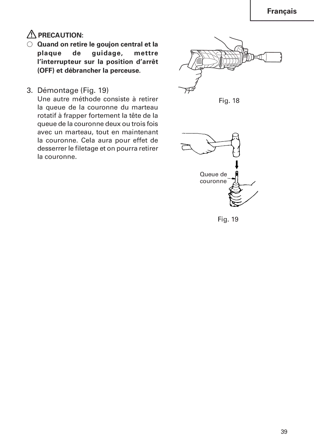 Hitachi DH24PB2 instruction manual Démontage Fig 