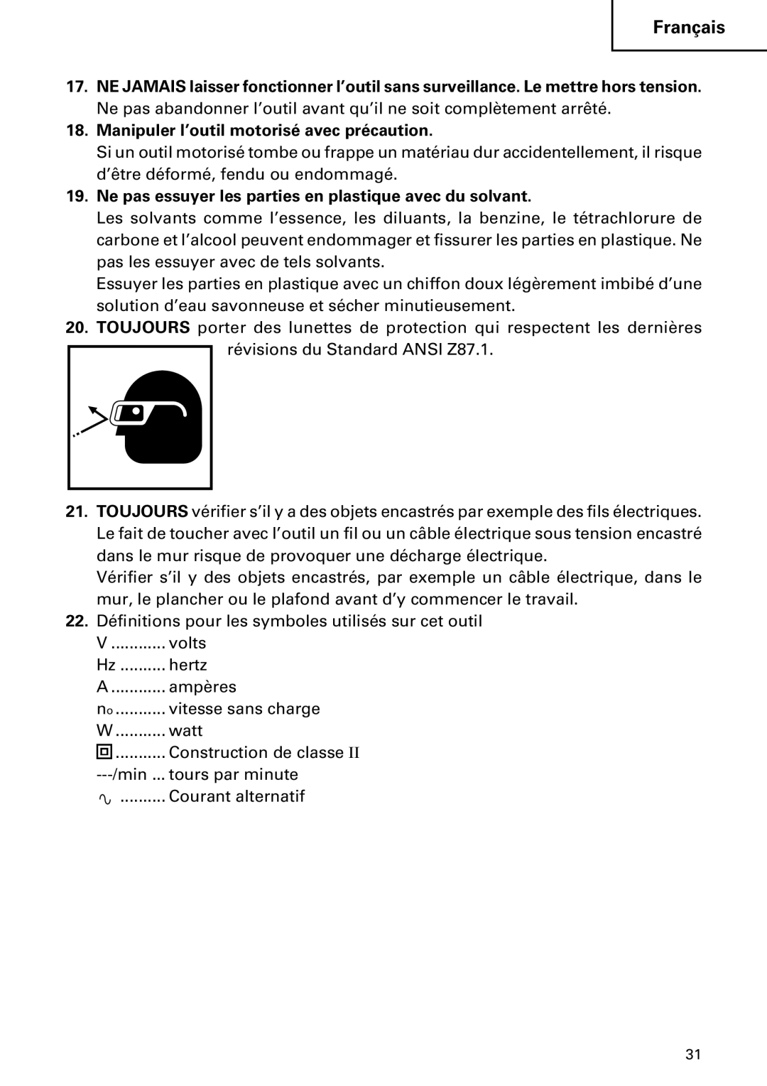 Hitachi DH30PC, DH30PB instruction manual Ne pas essuyer les parties en plastique avec du solvant 