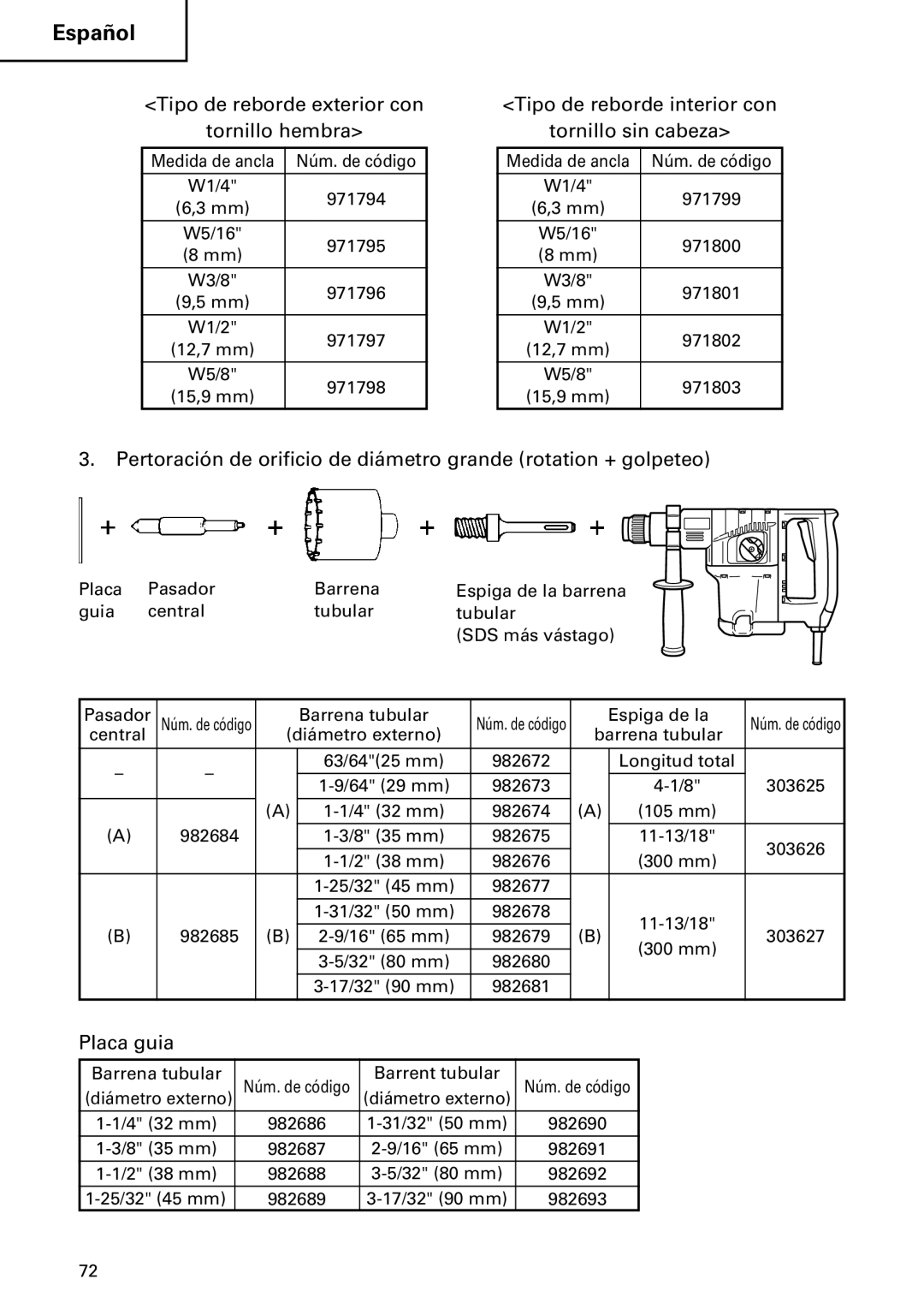 Hitachi DH30PB, DH30PC instruction manual Placa guia 