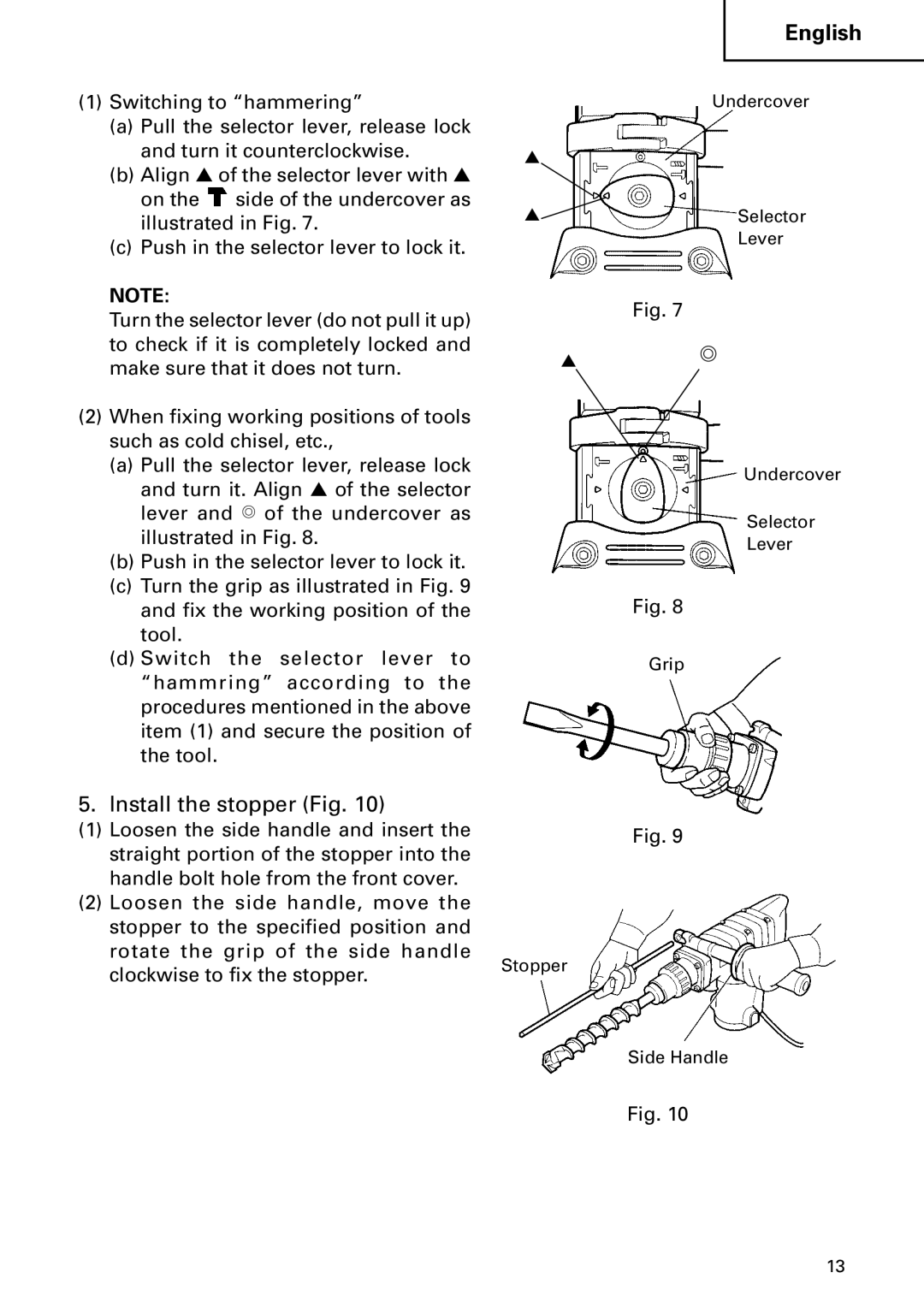 Hitachi DH40MB instruction manual Install the stopper Fig 