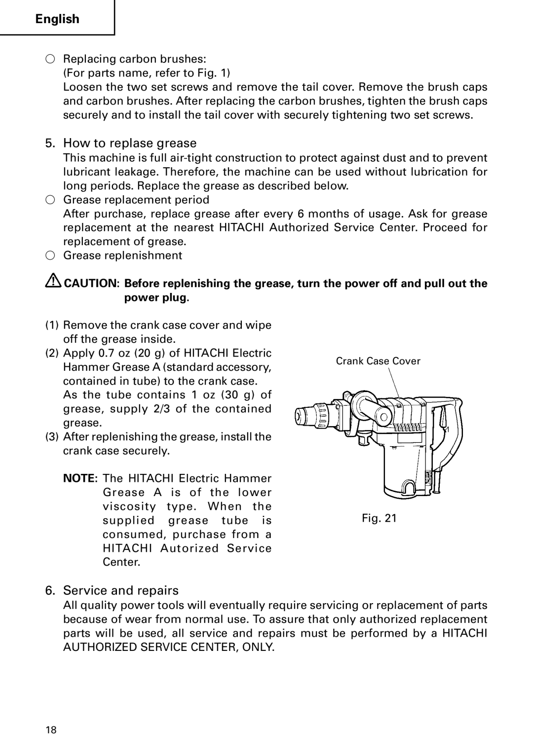 Hitachi DH40MB instruction manual How to replase grease, Service and repairs 