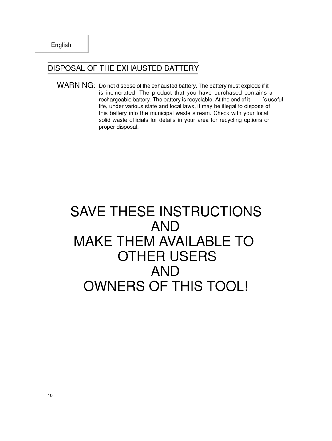 Hitachi DS 14DMR, DS 18DMR Make Them Available to Other Users Owners of this Tool, Disposal of the Exhausted Battery 