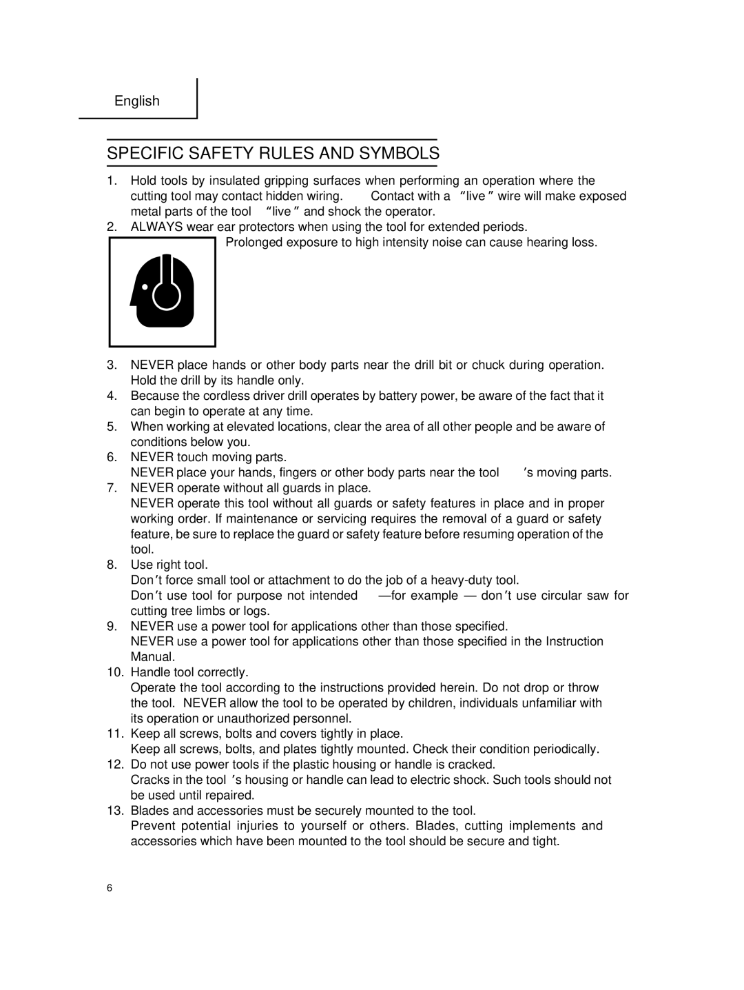 Hitachi DS 14DMR, DS 18DMR instruction manual Specific Safety Rules and Symbols 