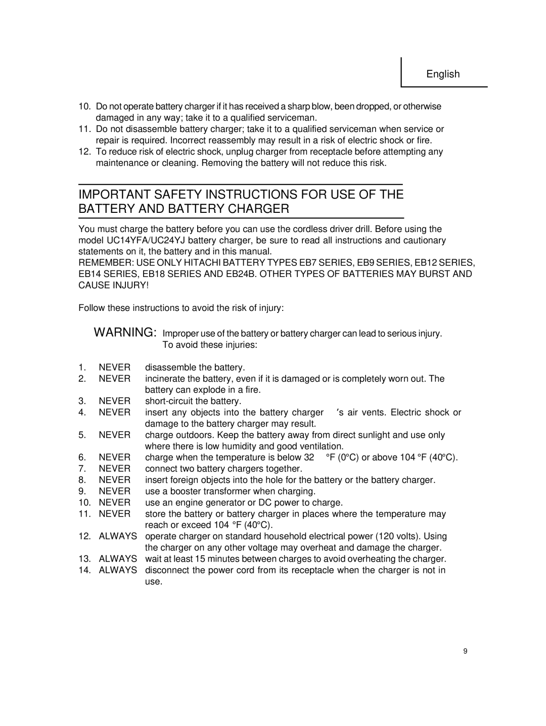 Hitachi DS 18DMR, DS 14DMR instruction manual English 