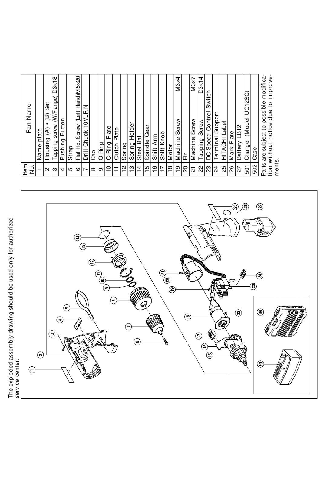 Hitachi DV 10DVA manual Name BSet Part Nameplate HousingA Item No 