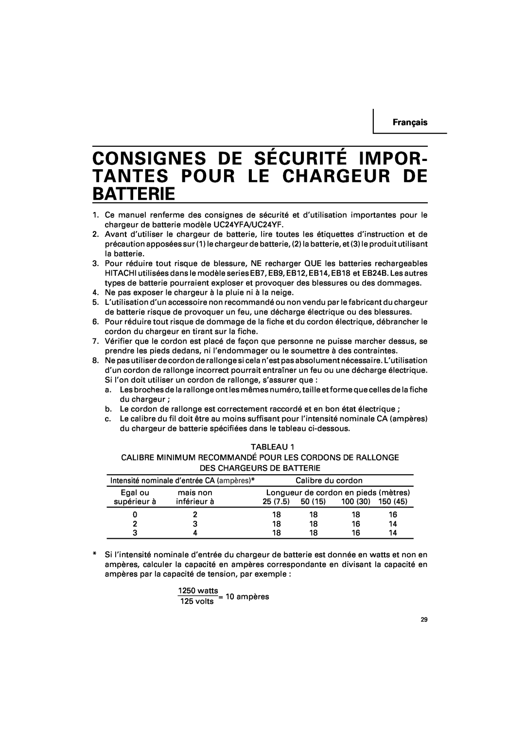 Hitachi DV 14DV, DV 18DV instruction manual Consignes De Sécurité Impor- Tantes Pour Le Chargeur De Batterie, Français 