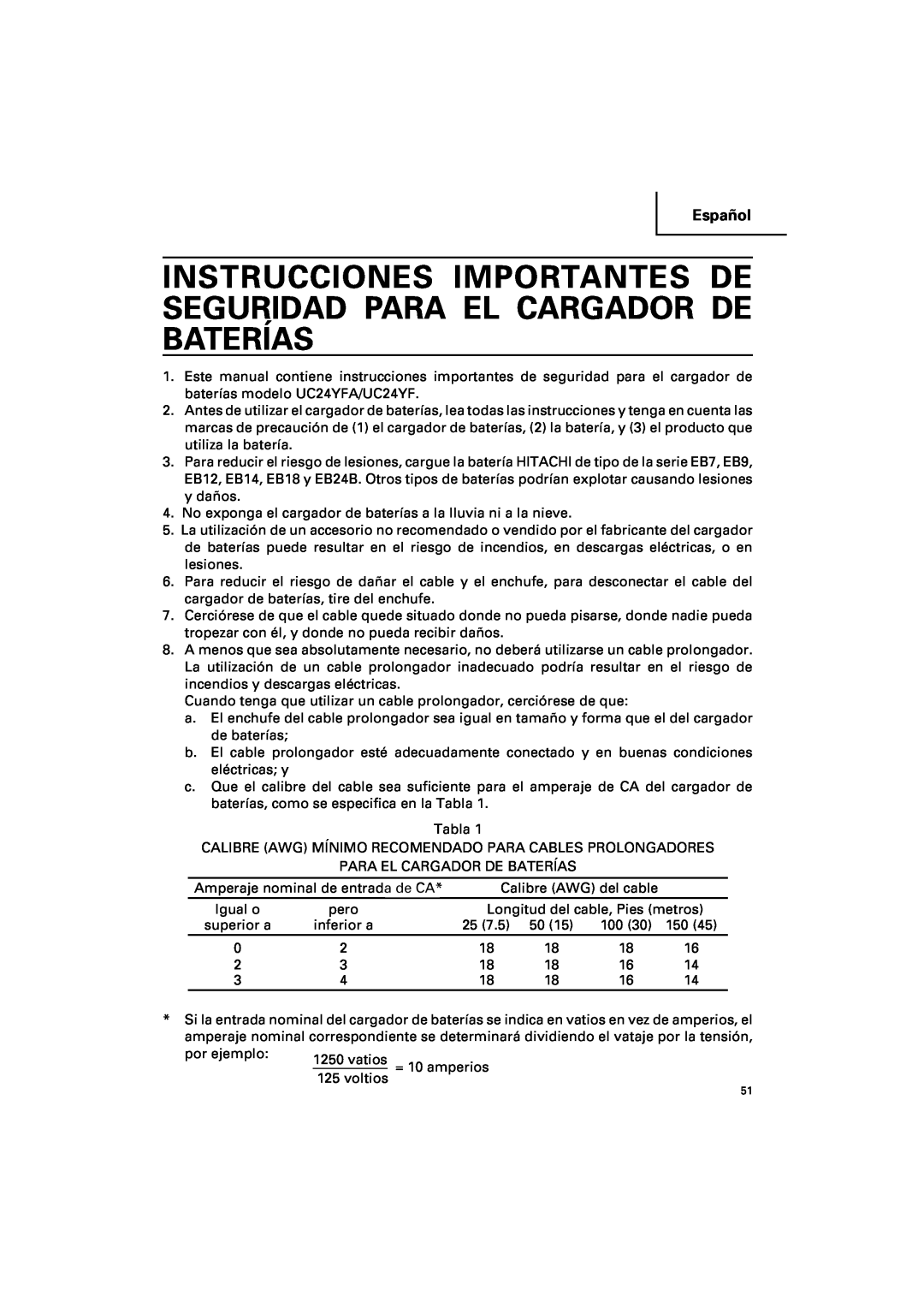 Hitachi DV 14DV, DV 18DV instruction manual Instrucciones Importantes De Seguridad Para El Cargador De Baterías, Español 