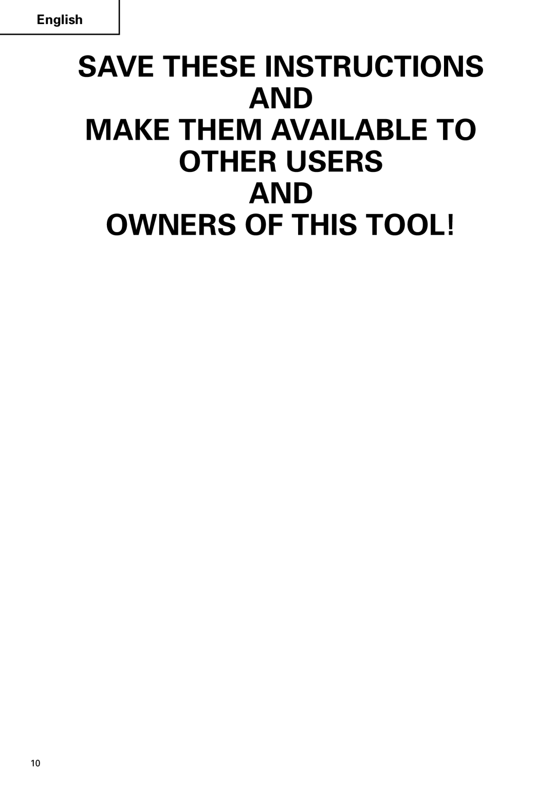 Hitachi DV 24DV instruction manual Make Them Available to Other Users Owners of this Tool 