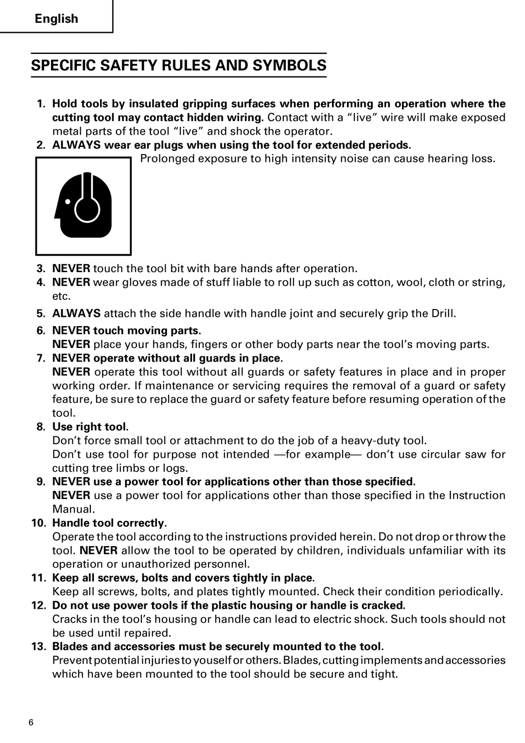 Hitachi DV 24DV instruction manual Specific Safety Rules and Symbols 