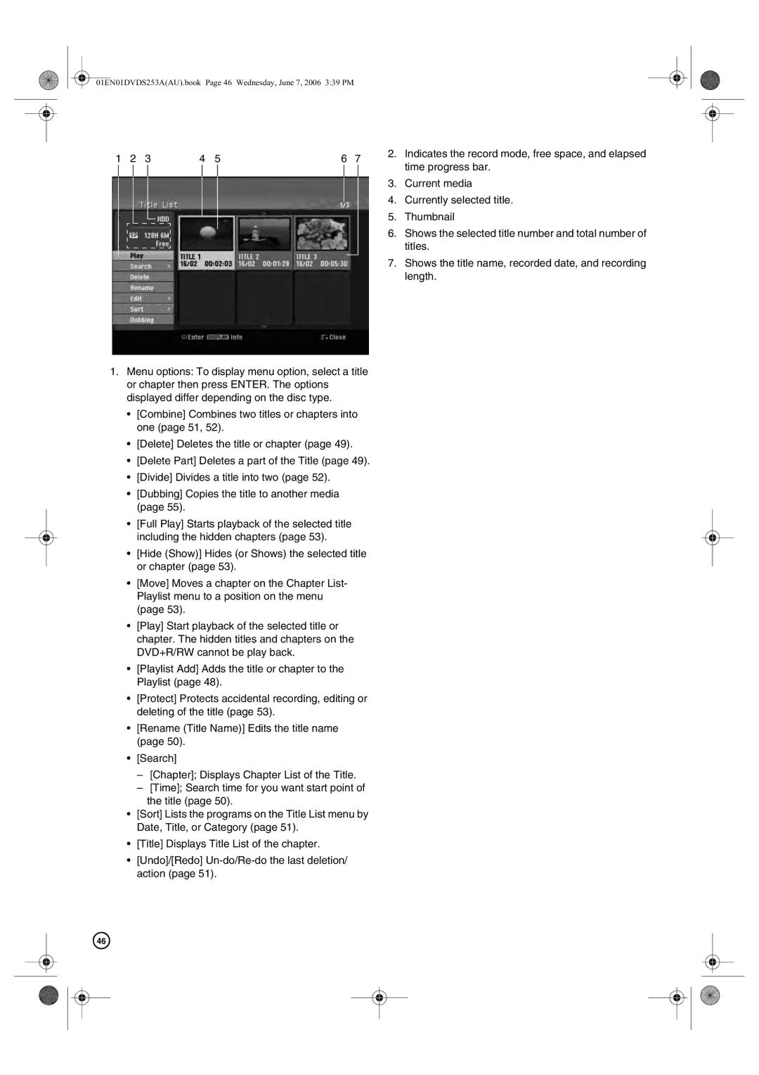 Hitachi DV-DS253A, DV-DS163A manual 01EN01DVDS253AAU.book Page 46 Wednesday, June 7, 2006 339 PM 