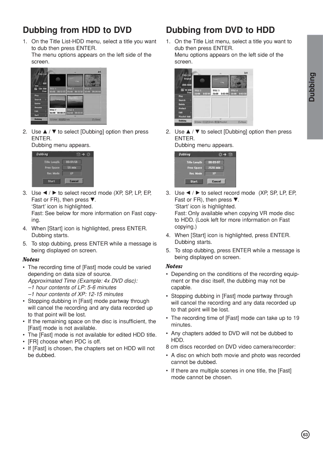 Hitachi DV-DS161E, DV-DS81E instruction manual Dubbing from HDD to DVD, Dubbing from DVD to HDD 