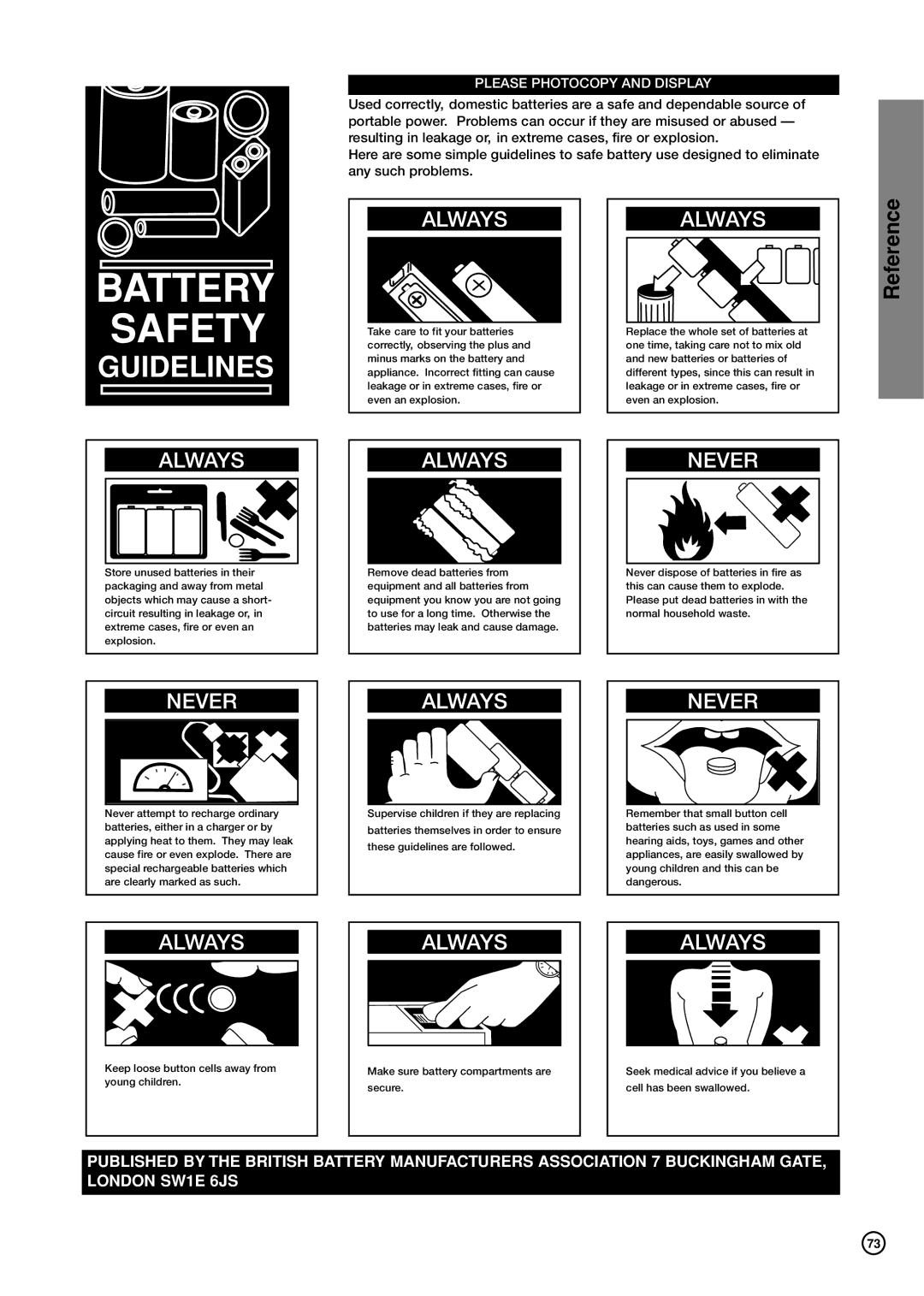 Hitachi DV-DS161E, DV-DS81E instruction manual Battery Safety 