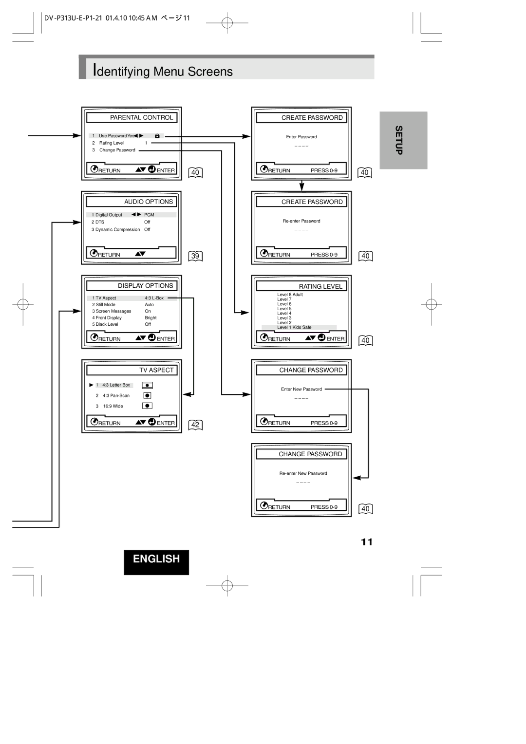 Hitachi DV-P313U instruction manual Audio Options 