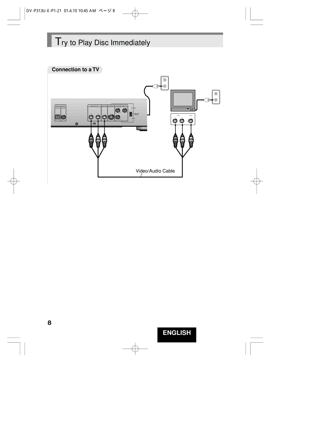 Hitachi DV-P313U instruction manual Try to Play Disc Immediately, Connection to a TV 