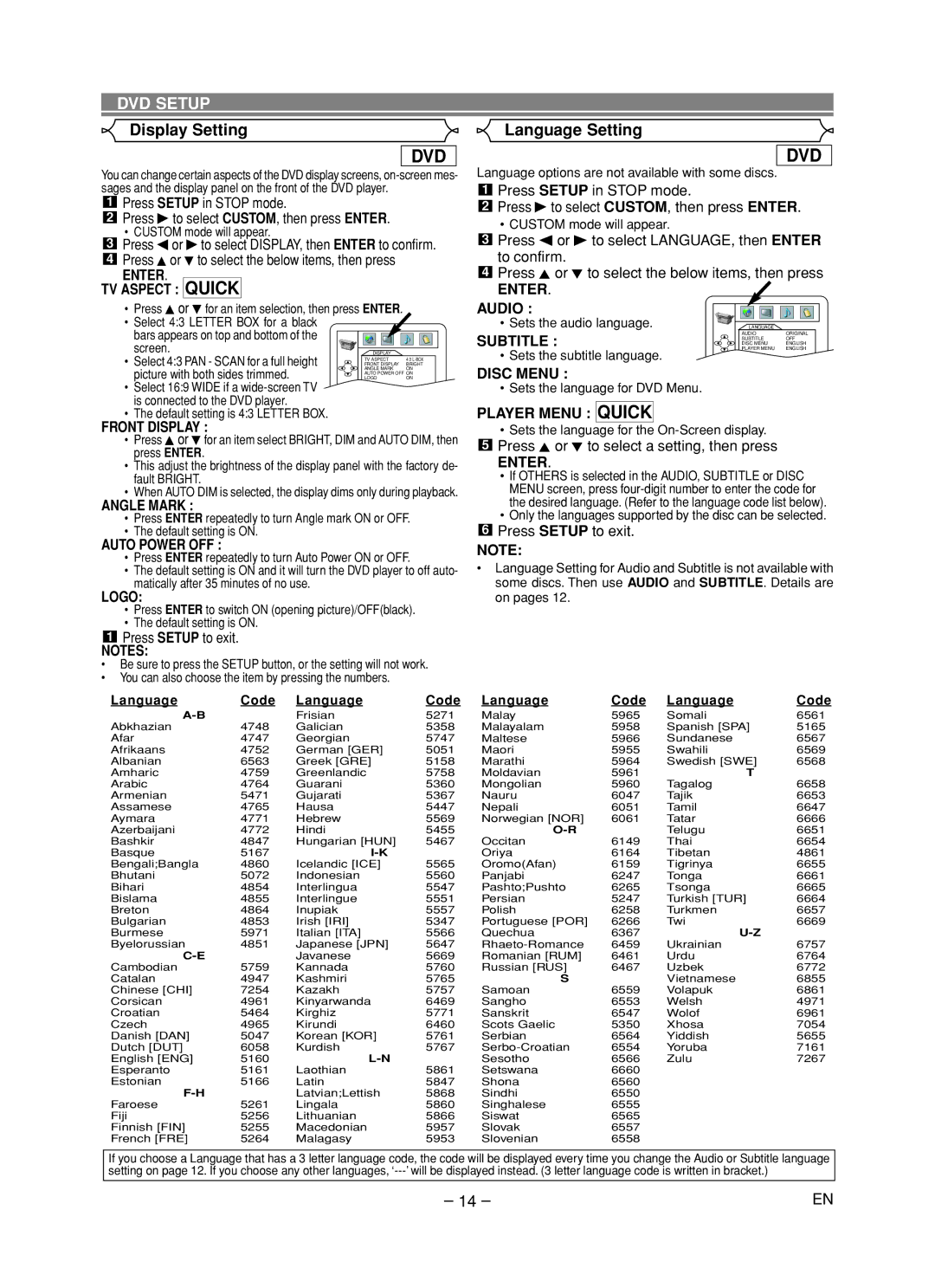 Hitachi DV-P533U instruction manual Display Setting 