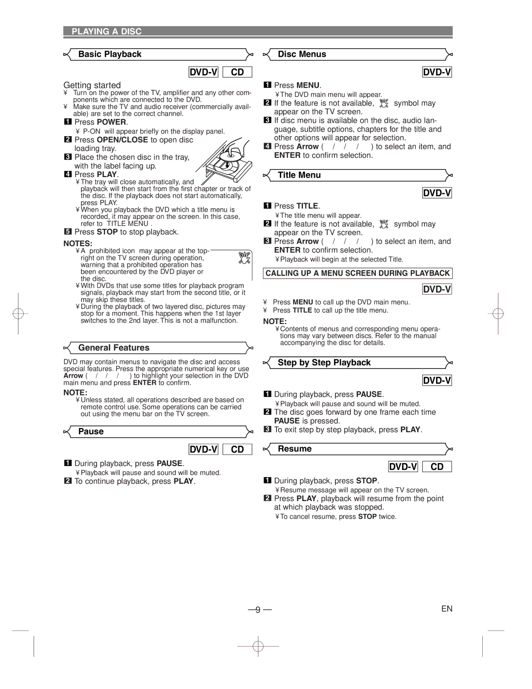 Hitachi DV-P733U instruction manual Playing a Disc 