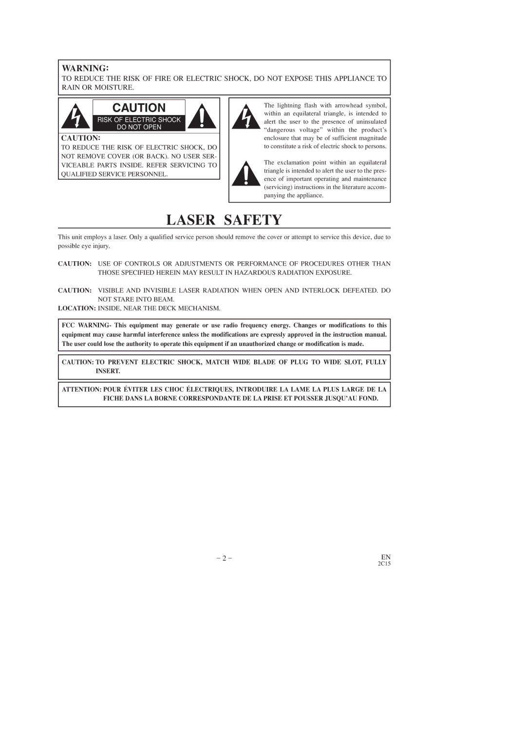 Hitachi DV-PF2U instruction manual Laser Safety 