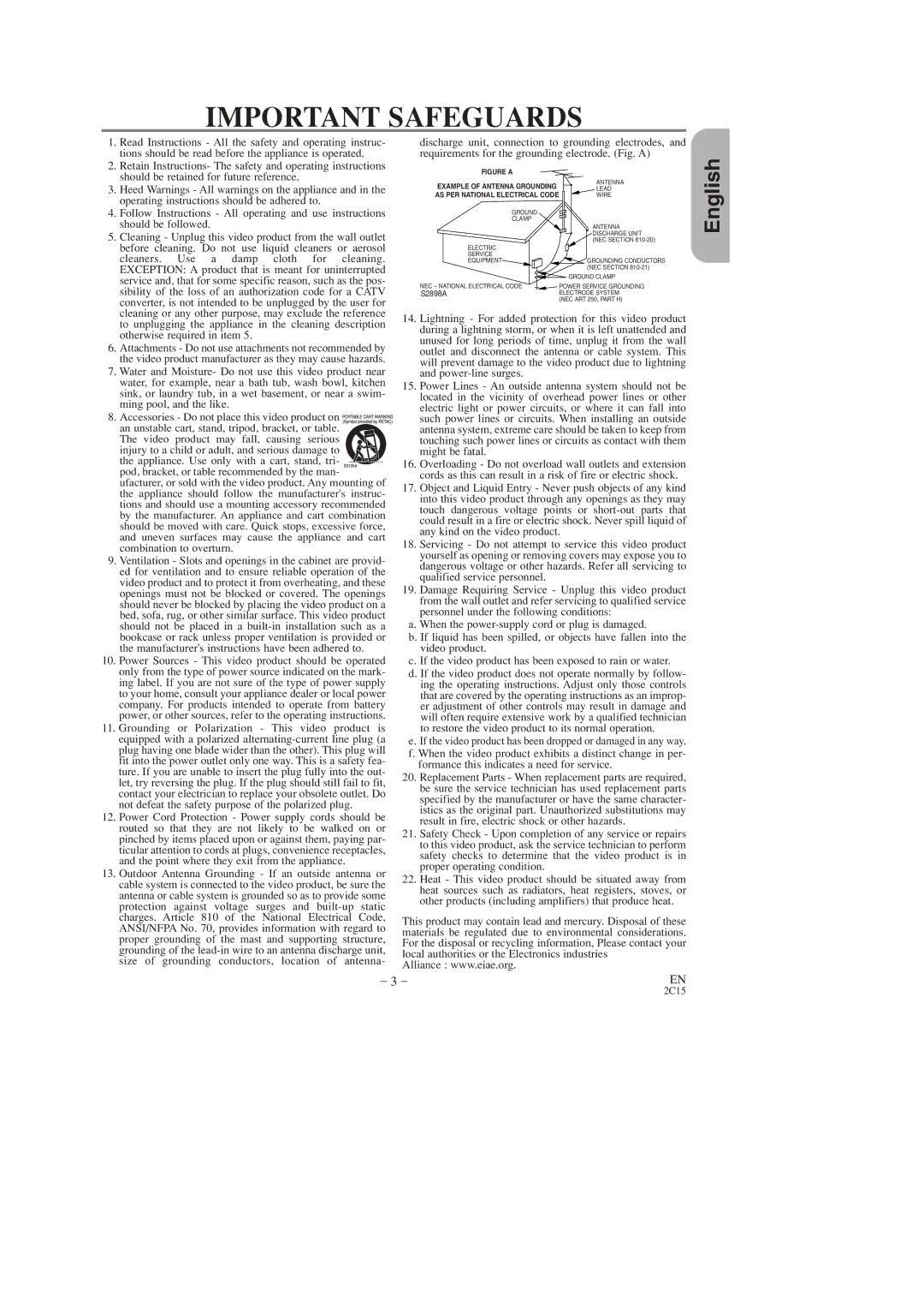 Hitachi DV-PF2U instruction manual Important Safeguards 