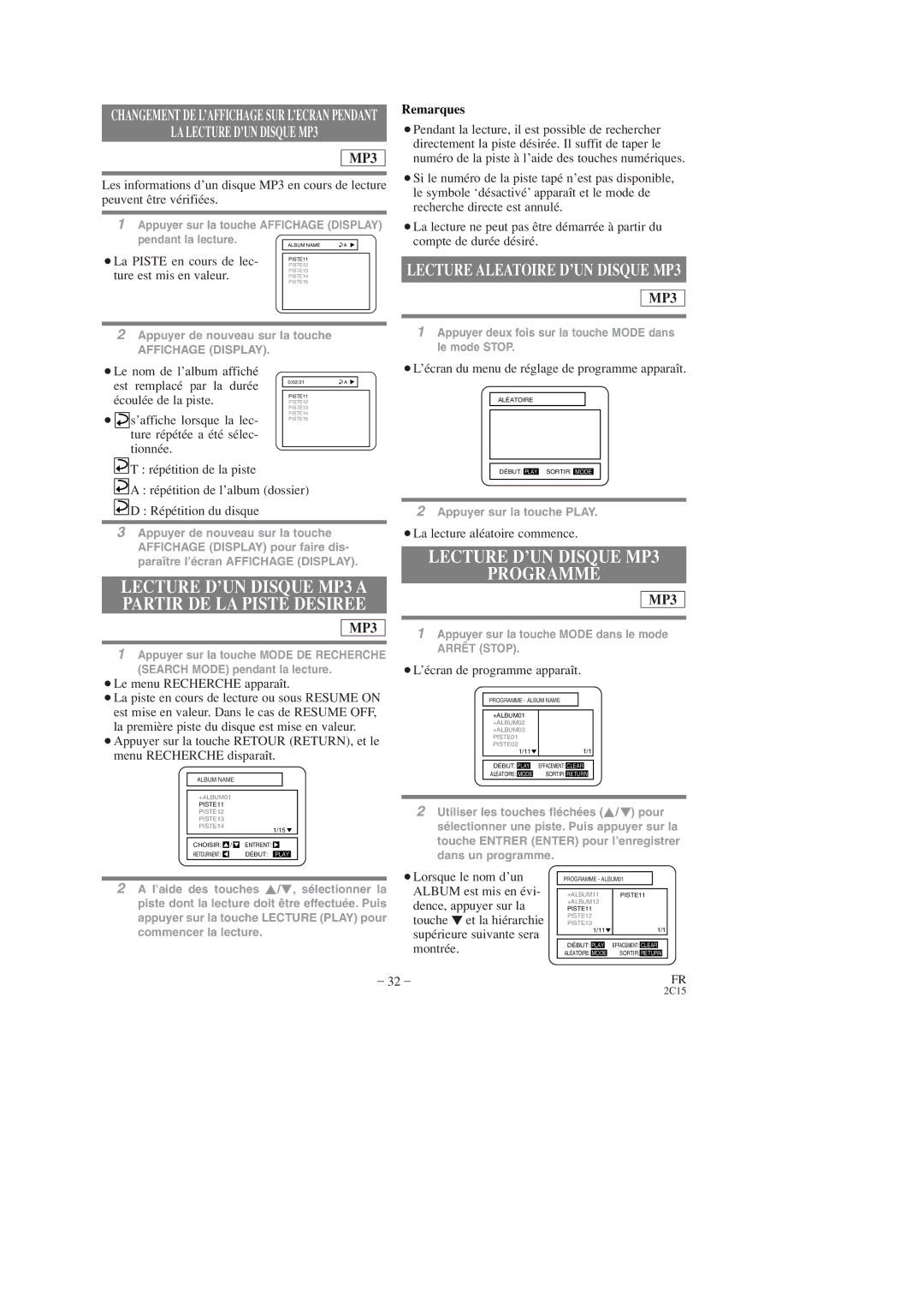 Hitachi DV-PF2U instruction manual Lecture D’UN Disque MP3 Programmé 