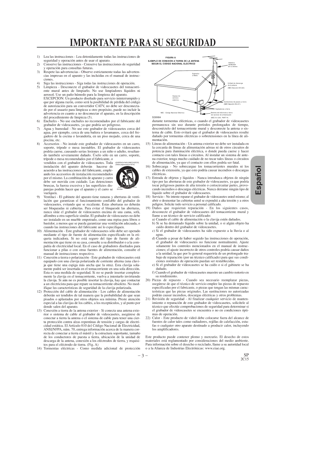 Hitachi DV-PF2U instruction manual Importante Para SU Seguridad 