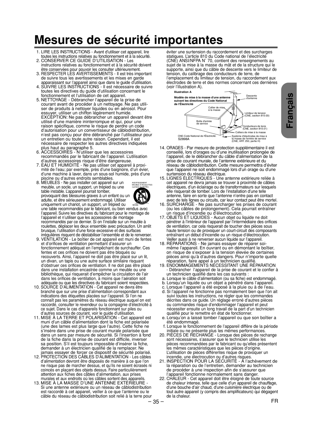 Hitachi DV-PF35USTOP Conserver CE Guide D’UTILISATION Les, De suivre tous les avertissements et les mises en garde 