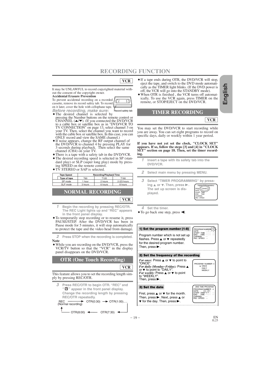 Hitachi DV PF74U instruction manual Recording Function, Normal Recording, Timer Recording 