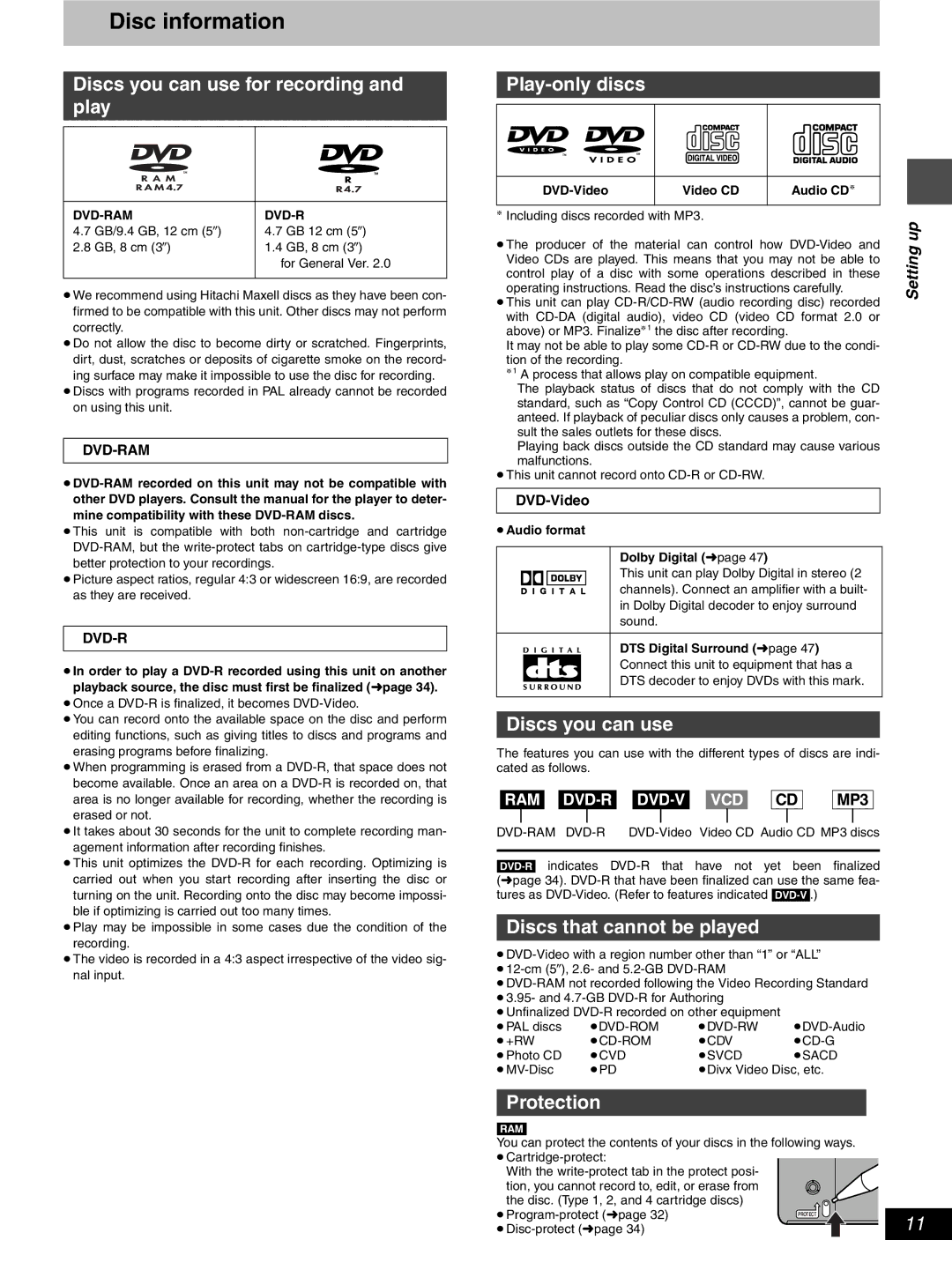 Hitachi DV-RX5000U manual Disc information 