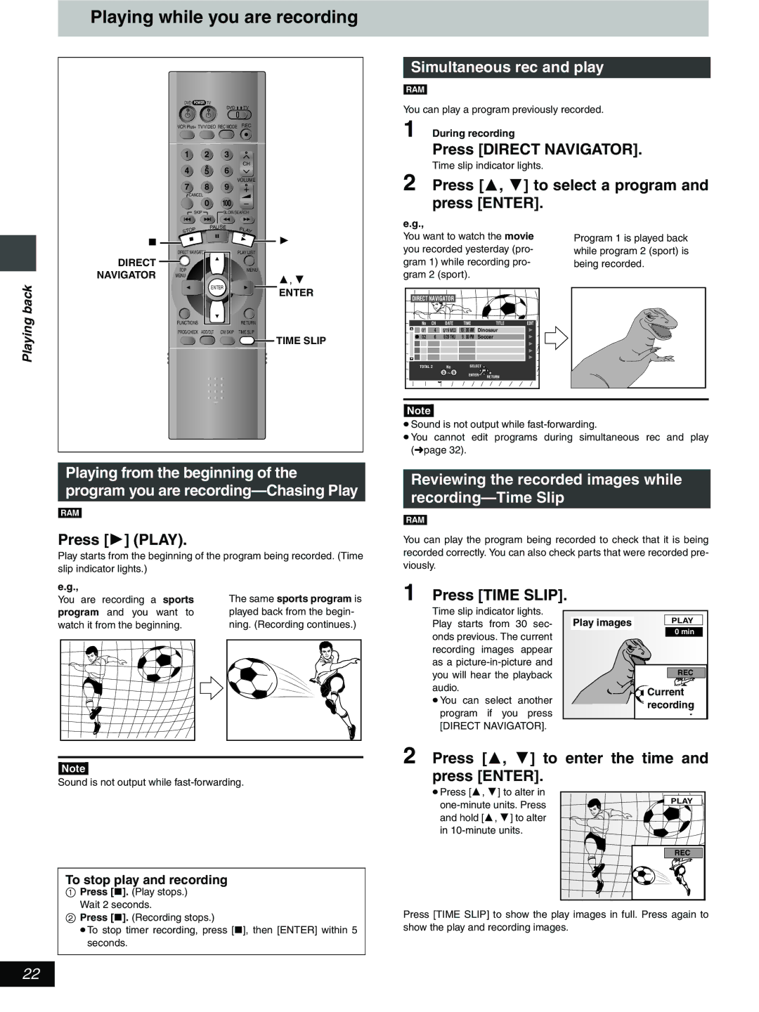 Hitachi DV-RX5000U manual Playing while you are recording, Simultaneous rec and play 