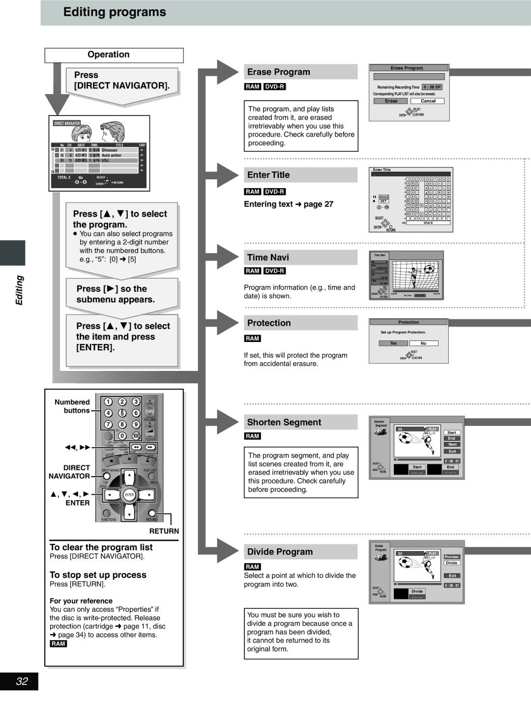 Hitachi DV-RX5000U manual Editing programs 