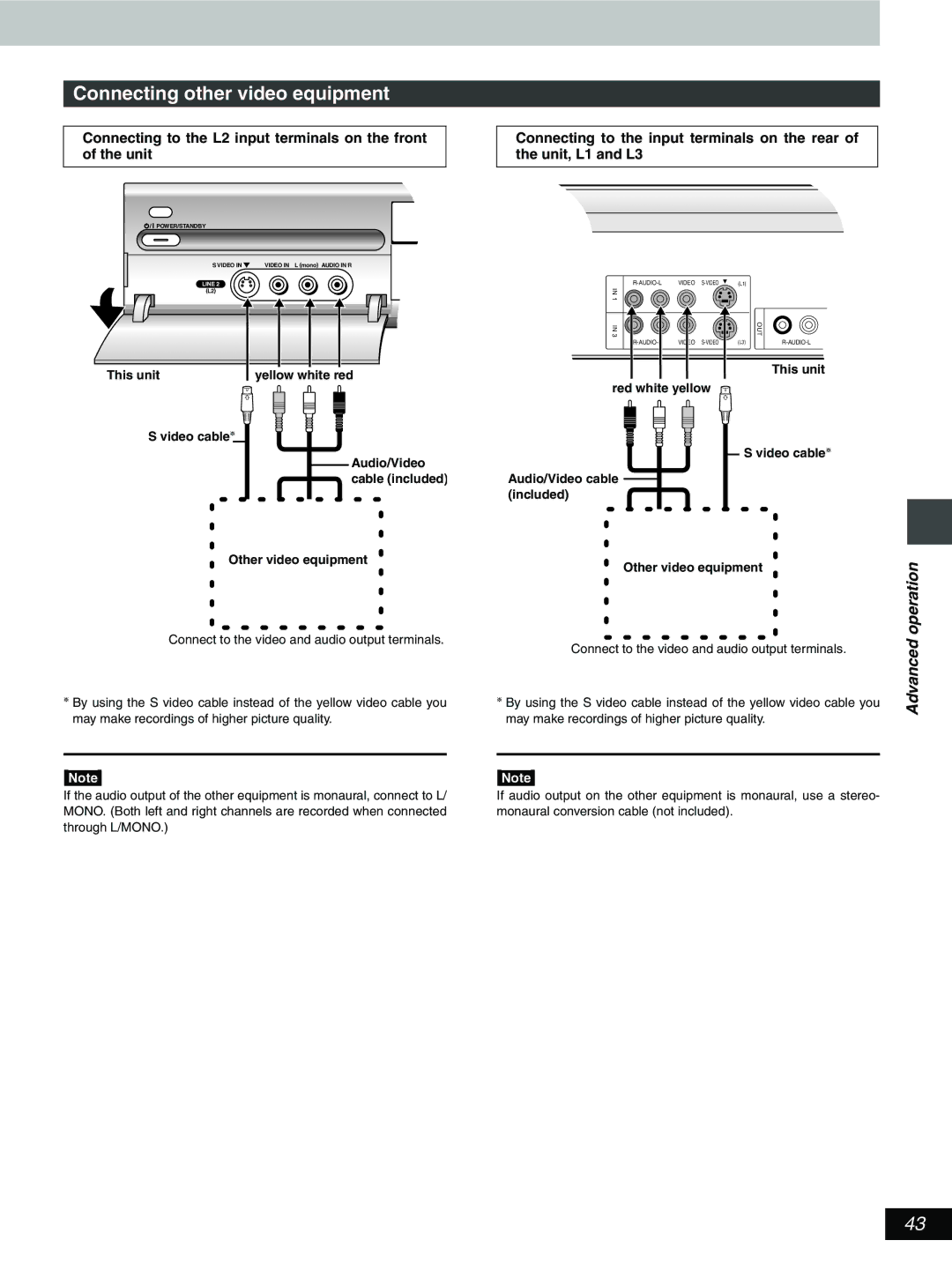 Hitachi DV-RX5000U manual Connecting other video equipment, Video cable§, Other video equipment 