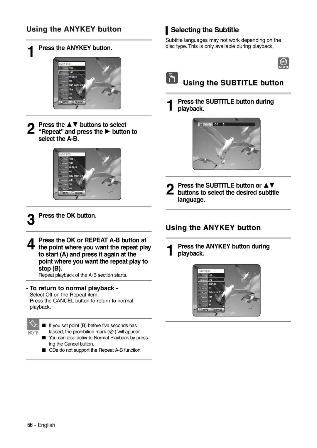 Hitachi DV-RX7000E instruction manual Selecting the Subtitle, Press the Subtitle button during playback 