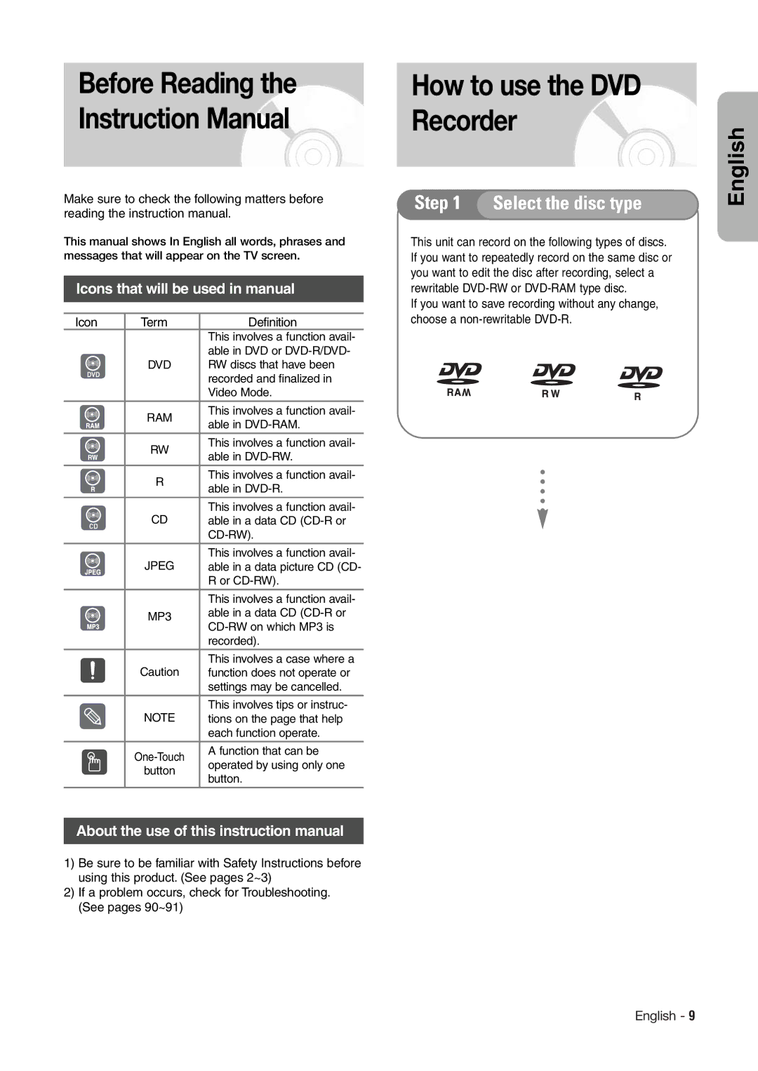 Hitachi DV-RX7000E instruction manual Before Reading, Recorder 